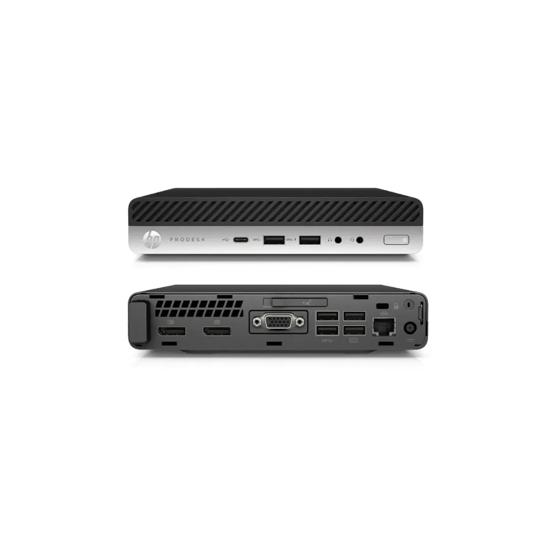 HP ProDesk 600 G3 Mini next to monitor